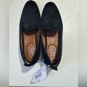 Franco Sarto Black Suede Loafers Women’s Leather Flat Shoes 8